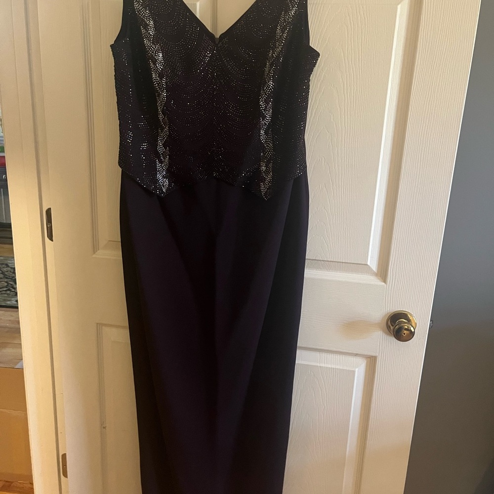 Dark purple Sequin Embellished Maxi Gown V-Neck